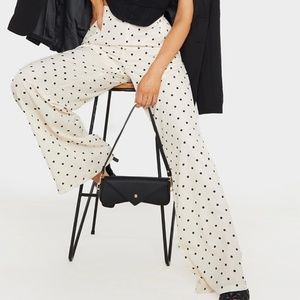 Cream Polka Dot Wide Leg Pants